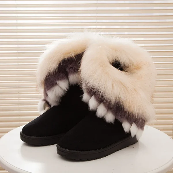 Winter Women's Mid-calf Snow Boots Imitation Fox Fur Lining Quick Sell Trendy Ladies Boots