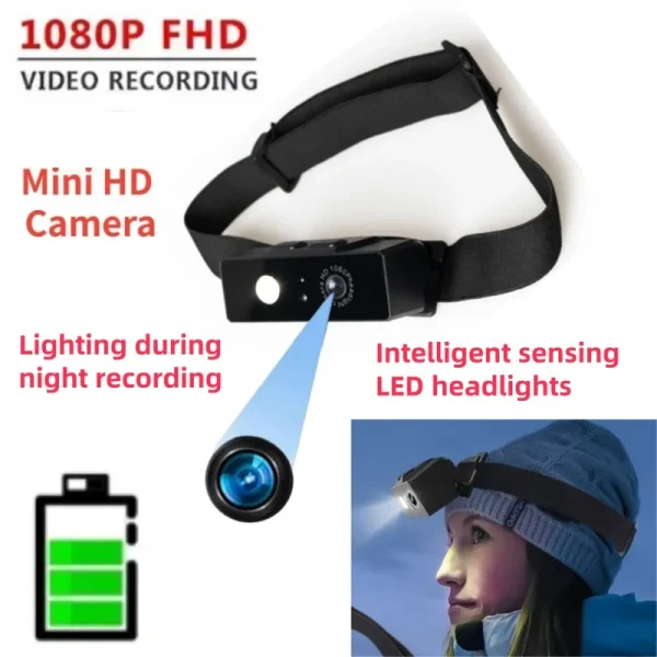 1080P HD First Perspective Action Cam Headlight Sports Camera Wave Hand Induction Video Recorder Built in Battery Action Camera