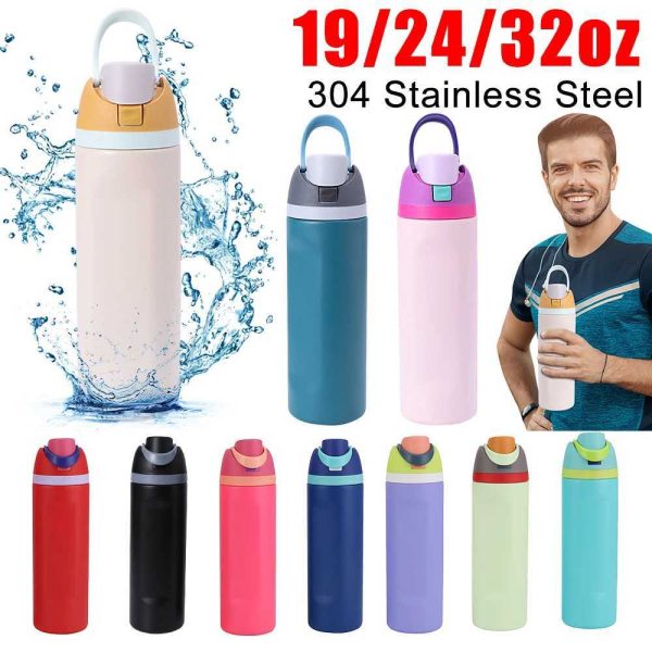 Vacuum Insulated Water Bottle with Straw 19/24/32oz Stainless Steel Thermos Bottle Base Cover for Owala 24oz Sports Vacuum Flask M240921