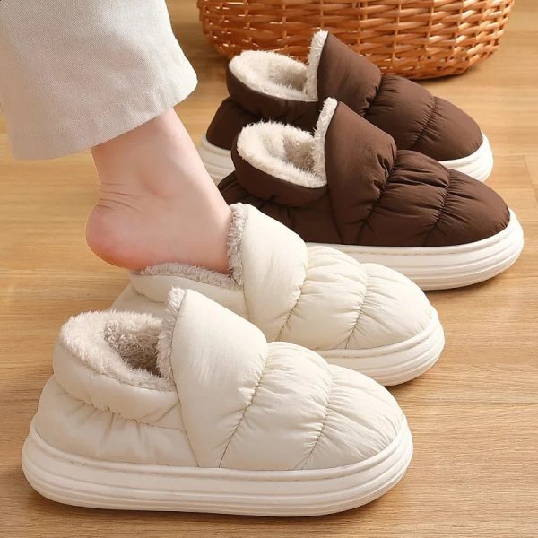 Winter Warm Men Slippers Casual Non-slip Platform Flats Home Waterproof Non Slip Shoes Indoor Outdoor Thick Plush Women Slides 240921