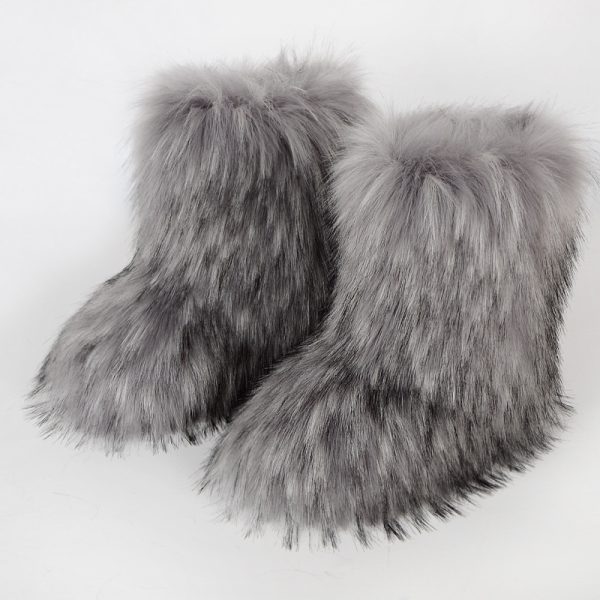 Women's winter warm thick non slip fur boots Mid length personalized and fashionable snow boots