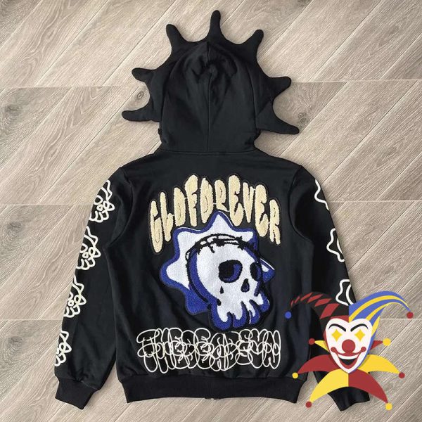 Towel Embroidered Cartoon Camouflage Glo Gang The Glory Full Zip Hoodie Men Women Hooded