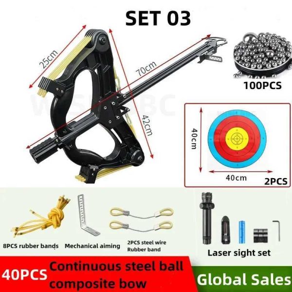 60 pound slingshot laser aiming all metal powerful shooting hunting slingshot composite steel ball outdoor competition rubber W240923