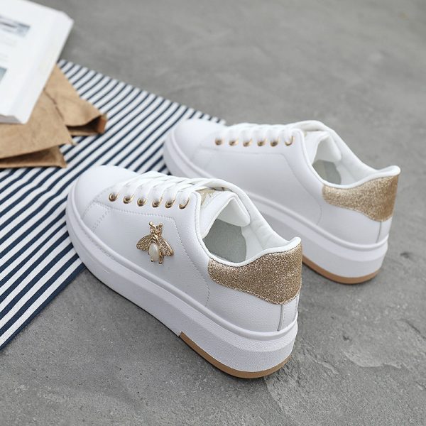 White Shoes Women Sneakers Casual Platform Fashion Rhinestone chaussures femme bee Lady footware Walking shoes