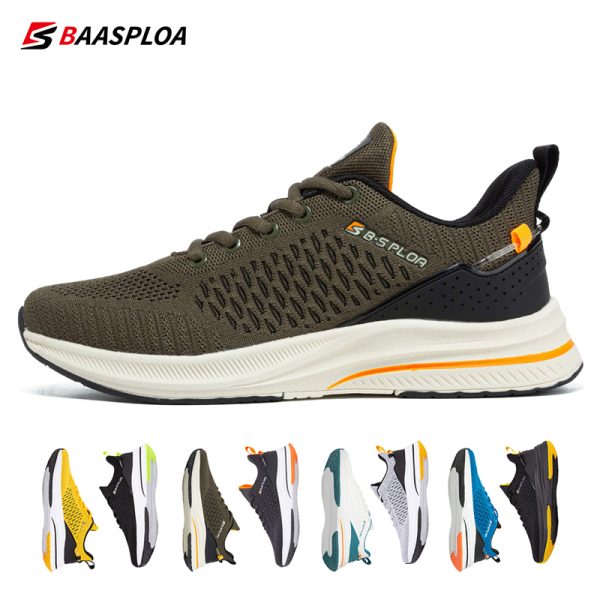 Baasploa Lightweight Running Shoes For Men Mesh Casual Sneakers Lace-Up Male Outdoor Sports Tennis Shoe