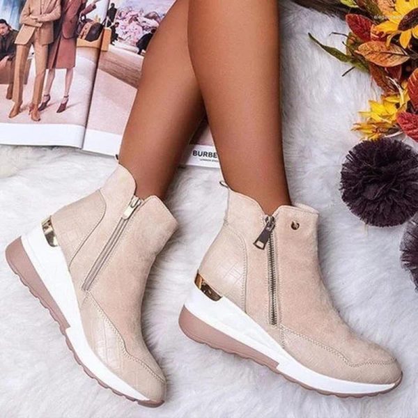 Boots Winter Women 2024 Fashion Warm Snow Wedge Platform Women's Ankle Size 43 Side Zipper Booties Botas Mujer