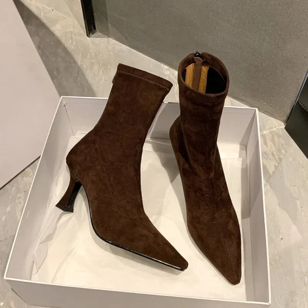 Women's Ankle Boots Fashion New Temperament Back Zipper Short Boots Thick Medium Heel Suede Women's Square Heel