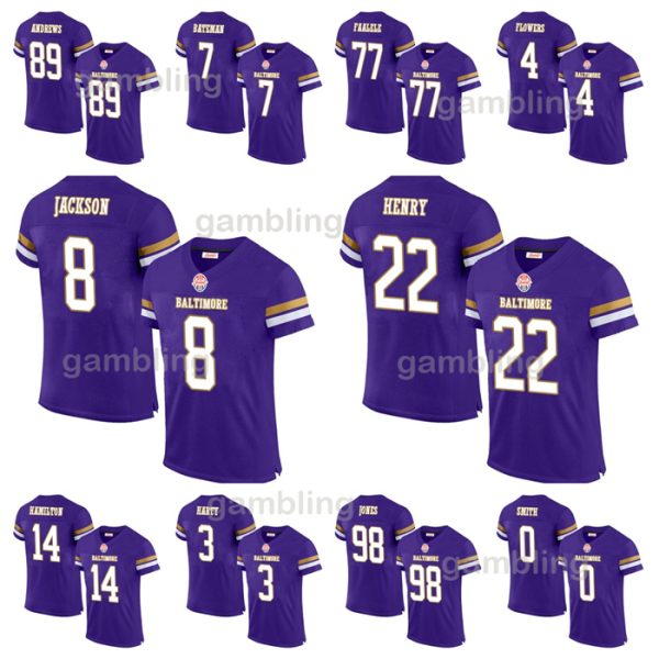 2024 Custom Derrick Herny 8 Lamar Jacksons Football Jersey Mens/Womens/Youth Customized Any Name Number Jerseys Wear