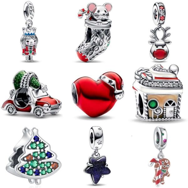 2024 New Christmas Heart Tree Pendant Charms Beads Fit Pendant Charm 925 Silver Original Bracelet Silver 925 DIY Jewelry For Women Gifts