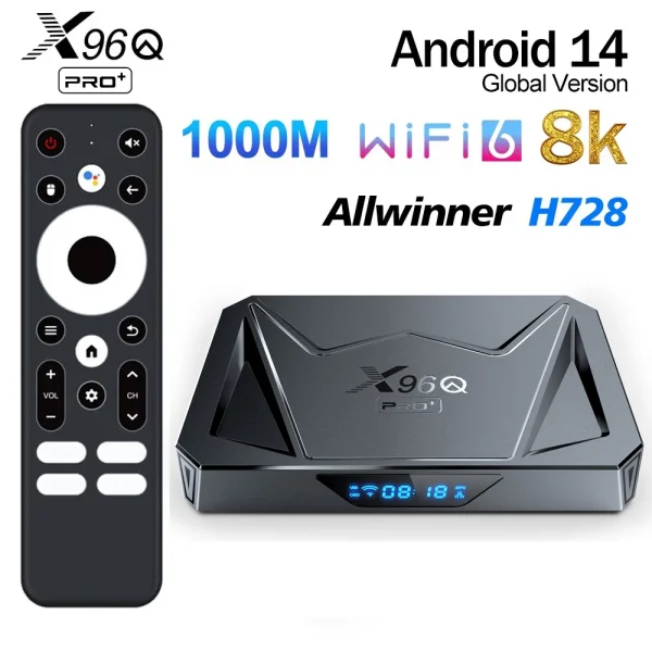 X96Q PRO+ Android 14 Smart TV BOX 2G 16G 4G 32G Allwinner H728 4K HD BT 1000M LAN Wifi6 Media Player Set Top Box X96Q PRO PLUS