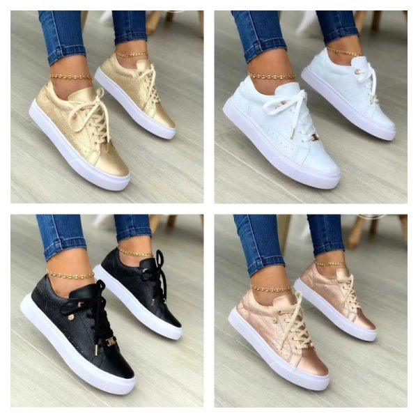 Womens Sneakers Fashion Tennis Round Toe Flat Canvas Shoes 2024 Fall Trend Casual Waterproof Black Lace Up Vulcanized ShoesL464