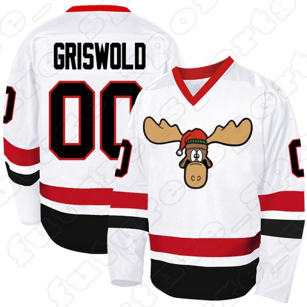 White Mens 00 CLARK GRISWOLD Ice Hockey Jersey Stitched Letters with Pullover Closure Long Sleeves Ice Hockey Jerseys 2024 Christmas Holiday