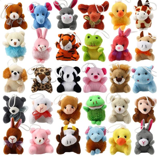 24 mini plush animal keychain set small decoration party discount teacher student award good bag filling gift 240925