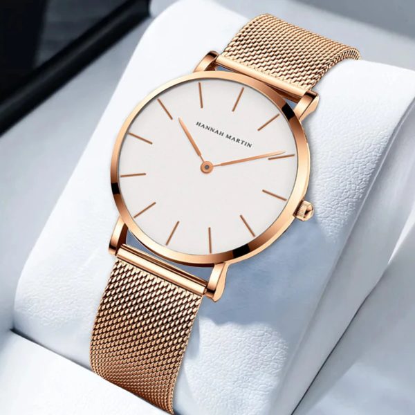 Womens Bracelet Watch 1 Set Japanese Quartz Sport Simple Rose Gold Stainless Steel Mesh Student Watch Relogio Feminino 240924