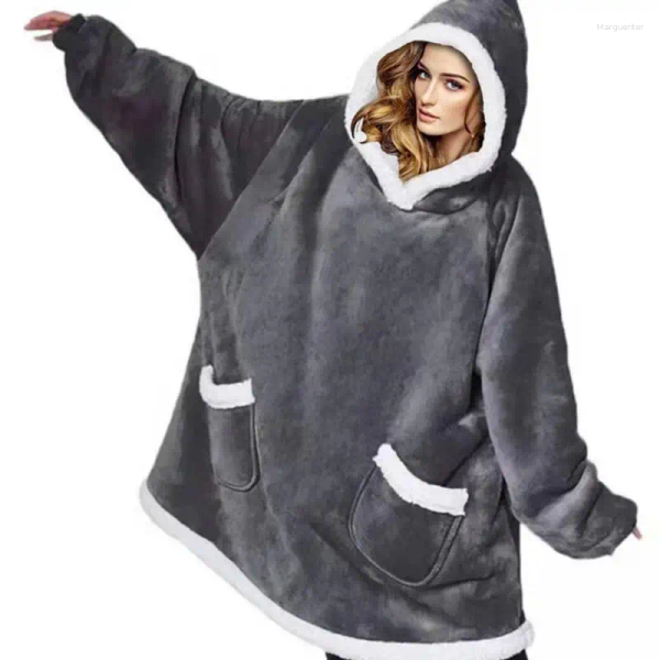 Blankets Flannel Wearable Blanket With Sleeves Arms Warm Poncho Wrap Large Comfy TV Throws Robe For Adults Kids