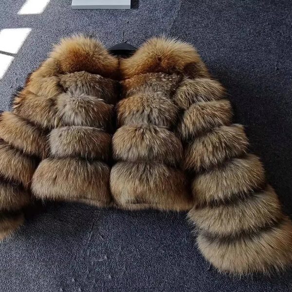 2024 Raccoon Women Winter Fluffy Jacket Thick Warm Furry Outwear Faux Fur Coat