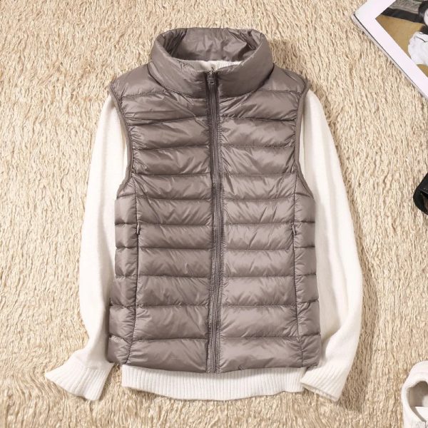 womens sleeveless ultra light down vest ultrathin jacket Gilet Plus lightweight windproof warm 240926