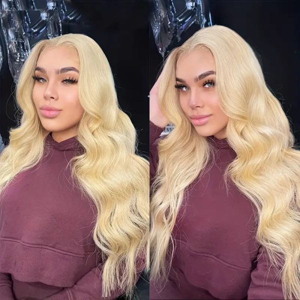 32 Inch Highlight Blonde Hair Lace Frontal Simulation Human hair Wig Glueless Preplucked Wig Colored Bone Straight Lace Front Wigs Syntheti