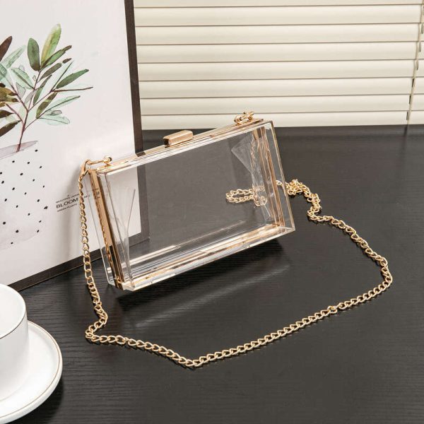 Acrylic women's small square summer transparent box bag, dinner bag