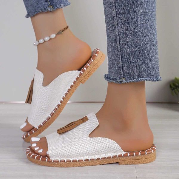 Beach Womens Holiday Slippers Casual 2024 Summer New Fashion Fringe Outdoor Flat Shoes Open Toe Sandals atos De Mujer QH Lhshoe