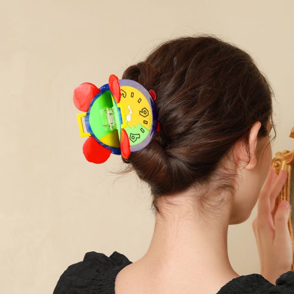 2024 autumn new cartoon clock back of the head acetate headdress hair accessories hair clips bangs cute ponytail clip