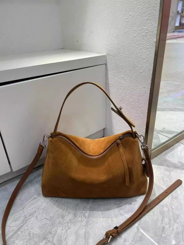 2024 Designer handbag Simple Autumn Winter Colletion Grey Brown Big Boston Tote Soft Matte Suede Cow Leather Women's Handbag Shoulder Bag A gift for my girlfriend