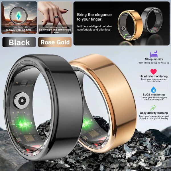 2024 R02 Smart Ring Multifunctional Step Health Tracker Heart Rate Blood Oxygen Monitor Waterproof Men Women Sleep Fitness 240921