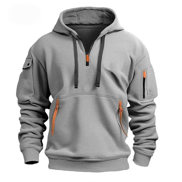 2024 Autumn/Winter New Mens Casual Hoodie with Multi Zipper Pocket Printing European Size Long Sleeve Hoodie Jumper W240928