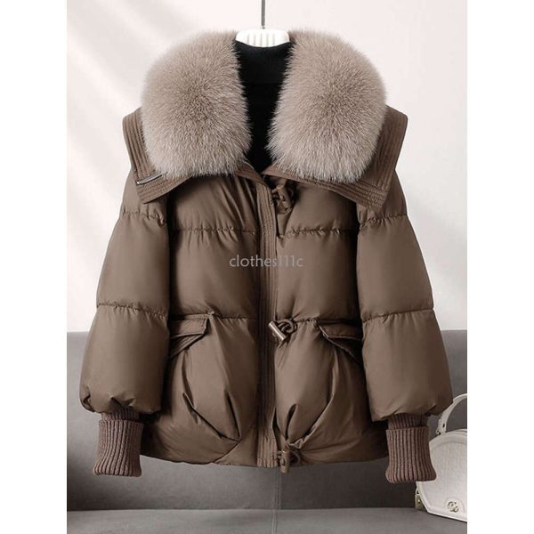 2024 New Winter Warm Goose Down Natural Real Fox Fur Collar Puffer Jackets Women Thick Female Streetwear Coats