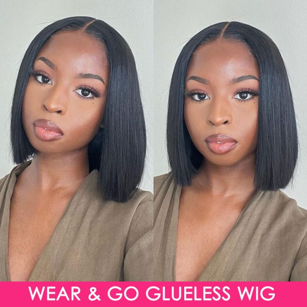 Wear And Bob For Women 180% Straight Glueless Ready To Go Human Hair Wigs Pre Cut Lace Air Wig Sale