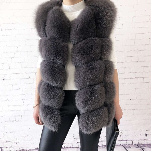 Women's high quality real fox fur vest 100% natural real fur 2019 fashion fur coat jacket vest Genuine Leather coat