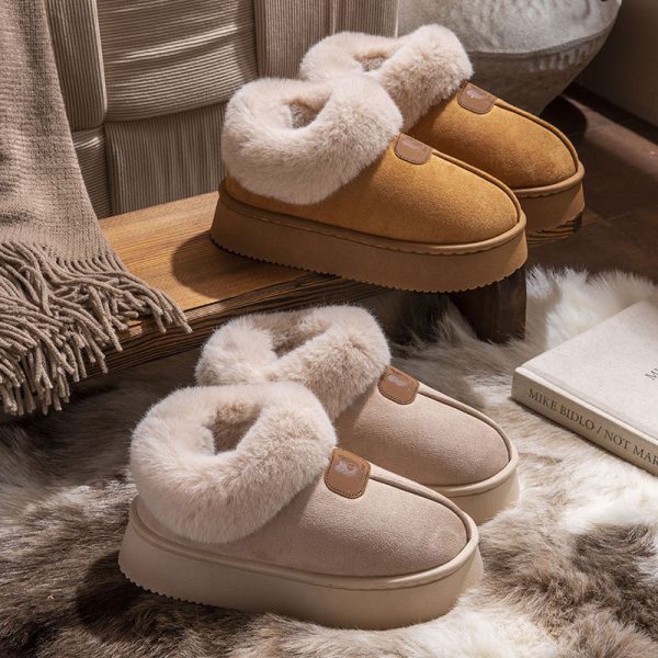 2024 New Women Fur Slippers Ankle Boots Flats Platform Short Plush Warm Flip ps Cotton Shoes Designer Brand Winter Snow Botas