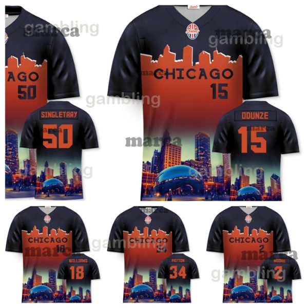 18 Williams Rome Odunze DJ Moore Jersey Jaquan Brisker Darnell Wright Cole Kmet Devin Hester Walter Payton Montez Sweat Keenan Allen D'Andre Swift 2024 T-Shirt