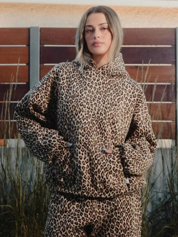 Women's Hoodies Leopard Print Women Streetwear Hip Hop Oversize Harajuku Cheetah Hooded Sweatshirt Vintage Autumn Clothing