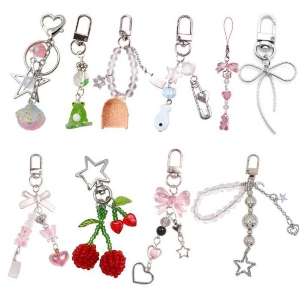 Y2K Phone Charm Bow Heart Star Keychain Pendant Kawaii Key Chain Bag Phone Chain Cute Accessory For Girls Women JewelryX241008