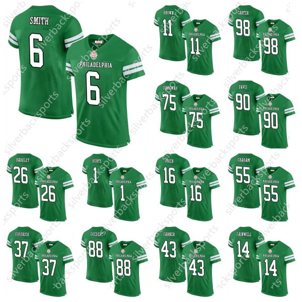 26 Saquon Barkley 1 Hurt Kelly Green Football Jersey Brown Carter 6 DeVonta Smith Jason Kelce Kenny Cooper DeJean Huff Lane Johnson Mailata Goedert for Men/Women/youth