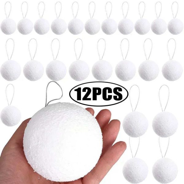 12/6 pieces of foam ball white Christmas tree hanging decoration global home garden party Christmas decoration round sphere supplies W241008