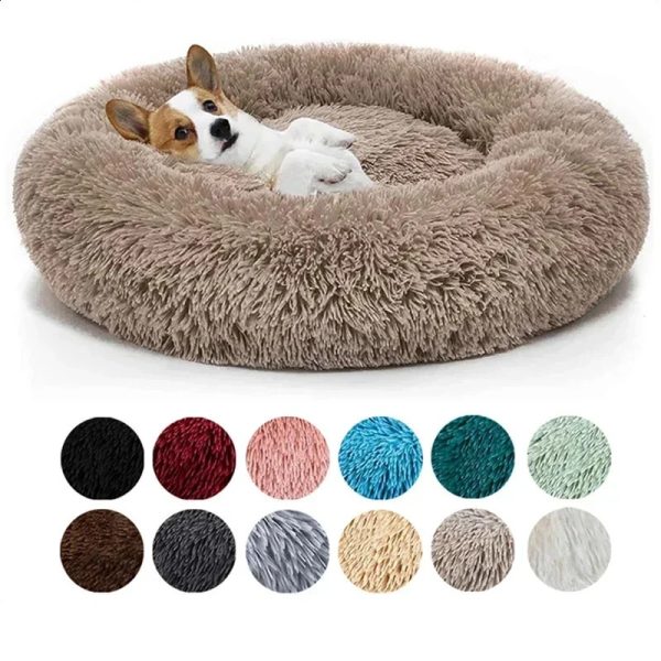 VIP Pet Dog Bed For Dog Large Big Small For Cat House Round Plush Mat Sofa Drop Products Pet Calming Bed Dog Donut Bed 240925