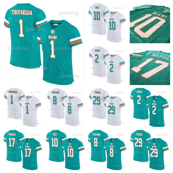 10 Tyreek Hill Football Jersey 13 Dan Marino 1 Tua Tagovailoa 99 Jason Taylor 17 Jaylen Waddle 8 Jevon Holland 2 Chase Edmond 29 Brandon Jo Men/Women/Youth Jersey