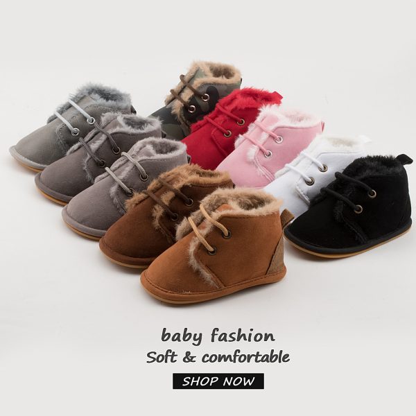 Winter Baby Snow Booties Fluff Warm Infant Boy Girl Toddler Boots cutefeet Rubber Sole Non-slip Soft Newborn First Walkers Crib Shoes