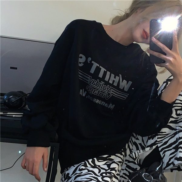 thin hoodie women s clothing Korean minimalist college style autumn new item versatile loose fitting pullover long sleeved t shirt for women dongdumaoyi