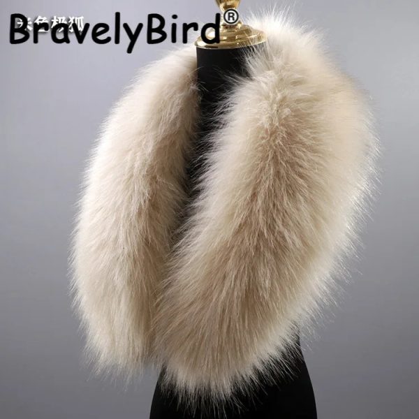 100% high-quality faux fur collar womens winter warmth accessories 90 * 20cm mens down jacket cover fur decorative scarf shawl 241011