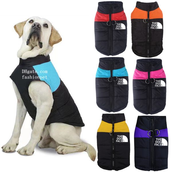 The Dog Face Dog Jacket Designer Dog Apparel Waterproof Dog Winter Coat, Cold Weather Dog Clothes Sport Vest with Zipper Closure and Leash Ring for Walking Hiking L A910