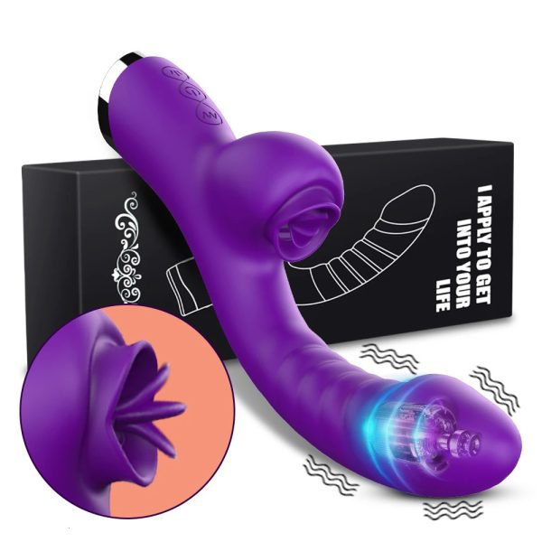 Vibrator For Women 2 In 1 Licking Machine Clitoris Stimulator G-Spot Powerful Vibro Dildo Wand Female Clit Sucker Adult Sex Toys 241014