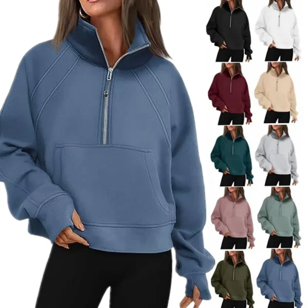 Yoga Scuba Half Zip Hoodie Jacket Designer Sweater Women's Define Workout Sport Coat Fitness Activewear Top Solid Zipper Sweatshirt Sports Gym Clothes