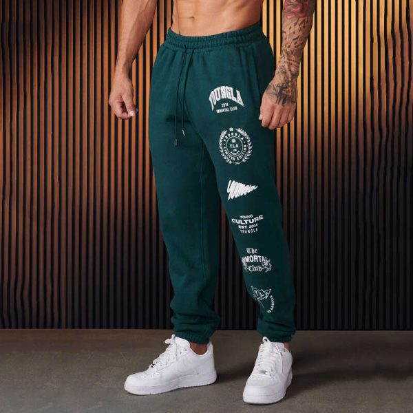 YOUNGLA Jogger Men's Tracuit Gym Sports Fiess Casual Cotton Printed Bouquet Foot Pants