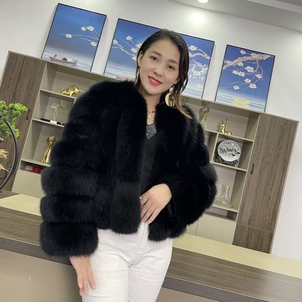 2024 Autumn/Winter New Fox Fur Coat Thickened Short Long Sleeve Fur Coat for Women 241015