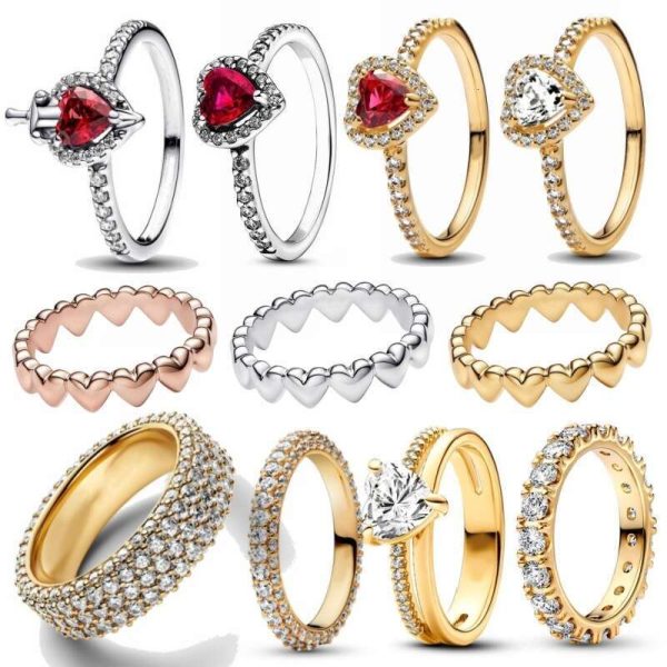 2024 New 925 Silver Timeless Pave Triple-row Ring Row of Hearts Rings for women Gifts luxury jewelry Designer Ring Gift Wholesale