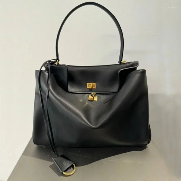 Totes Gold Black Premium Genuine Leather Rodeobag Single Shoulder Slant Cross Commuting Kiley Women's Bag Lock Buckle Underarm