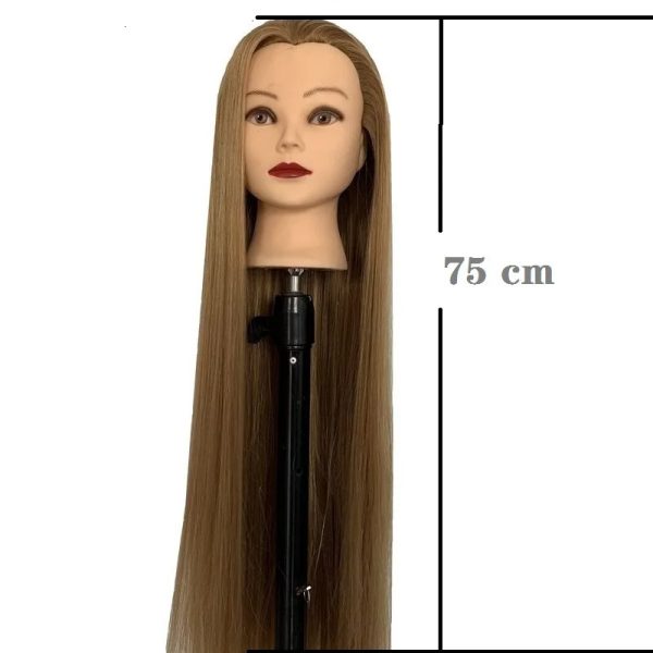 75cm straight hair synthesis training mannequin head for makeup hair weaving practice salon head styling tool 241016